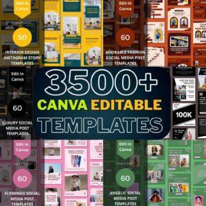3500+ Editable Social Media Templates Mega Bundle (Canva)